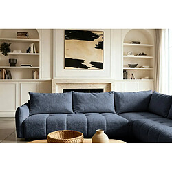 Casanova Canapé panoramique convertible tissu chenille 5 places Bleu pas cher