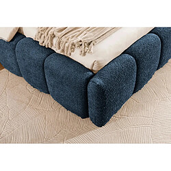 Casanova Lit coffre tissu bouclette 160x200cm Bleu foncé pas cher