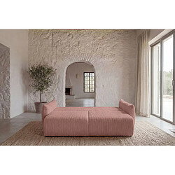 Casanova Canapé droit convertible velours côtelé 3 places Rose pas cher