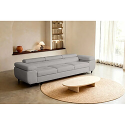 Casanova Canapé droit convertible tissu chiné 3 places Gris clair