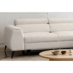 Acheter Casanova Canapé d'angle convertible tissu chiné 4 places Blanc Gauche