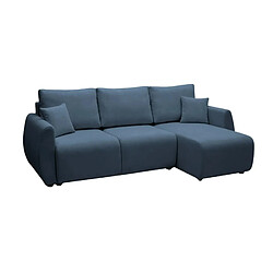 Casanova Canapé d'angle convertible tissu doux 3 places Bleu