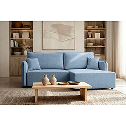 Avis Casanova Canapé d'angle convertible tissu lisse 3 places Bleu Gauche