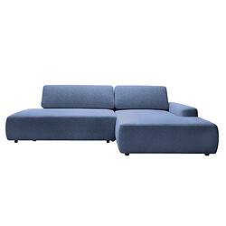 Casanova Canapé d'angle convertible coffre tissu chiné 3 places Bleu - Gauche