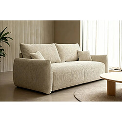Casanova Canapé droit convertible velours côtelé 3 places Beige