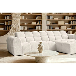 Casanova Canapé d'angle tissu bouclette 4 places Beige Gauche pas cher