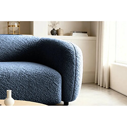 Casanova Canapé droit tissu bouclette 2 places Bleu pas cher