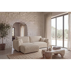 Casanova Canapé d'angle convertible velours côtelé 4 places Beige