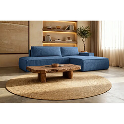 Acheter Casanova Canapé d'angle convertible velours côtelé 4 places Bleu Droit