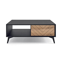 Casanova Table basse 1 tiroir en bois Marron et noir pas cher