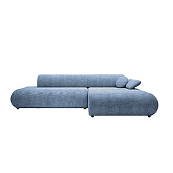 Casanova Canapé d'angle convertible tissu lisse 3 places Bleu - Droit