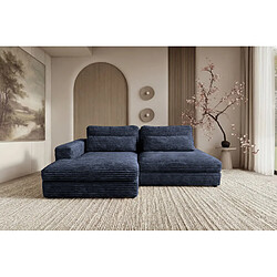 Avis Casanova Canapé d'angle convertible velours côtelé 4 places Bleu Gauche