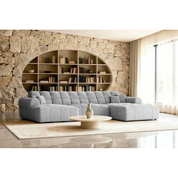 Avis Casanova Canapé panoramique tissu bouclette 5 places Gris clair