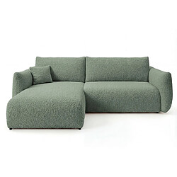 Casanova Canapé d'angle convertible tissu bouclette 4 places Vert