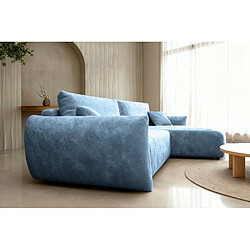 Casanova Canapé d'angle convertible tissu bouclette 4 places Bleu pas cher
