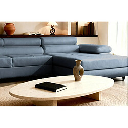 Casanova Canapé d'angle convertible tissu chiné 4 places Bleu Gauche pas cher