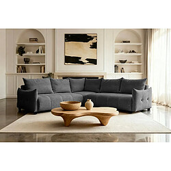 Casanova Canapé panoramique convertible tissu chenille 5 places Gris
