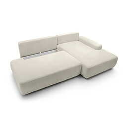 Casanova Canapé d'angle convertible coffre tissu chiné 3 places Beige Gauche pas cher