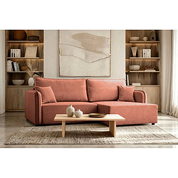 Casanova Canapé d'angle convertible tissu lisse 3 places Terracotta Gauche pas cher