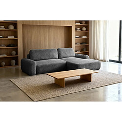 Casanova Canapé d'angle velours côtelé 4 places Gris Anthracite Droit