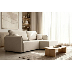 Acheter Casanova Canapé d'angle convertible tissu lisse 3 places Beige Gauche