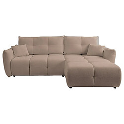 Casanova Canapé d'angle convertible tissu bouclette 3 places Café