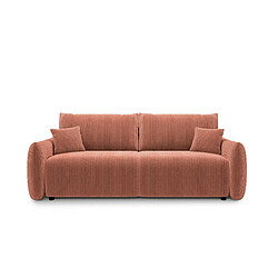 Casanova Canapé droit convertible velours côtelé 3 places Terracotta