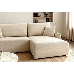 Casanova Canapé d'angle tissu chiné 4 places Beige Gauche pas cher