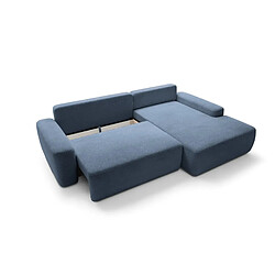 Casanova Canapé d'angle convertible tissu chiné 4 places Bleu Gauche pas cher