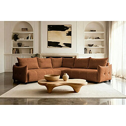 Casanova Canapé panoramique convertible tissu chenille 5 places Terracotta