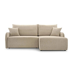 Casanova Canapé d'angle tissu chiné 4 places Beige Gauche