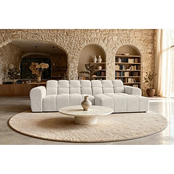 Avis Casanova Canapé d'angle tissu bouclette 4 places Beige Gauche