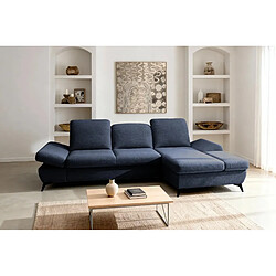 Acheter Casanova Canapé d'angle convertible tissu chiné 4 places Bleu Gauche