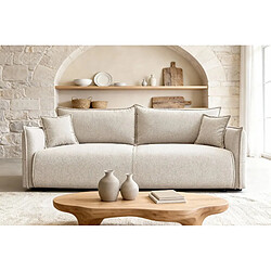 Casanova Canapé droit convertible tissu chiné 3 places Beige pas cher