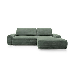Casanova Canapé d'angle velours côtelé 4 places Vert - Gauche