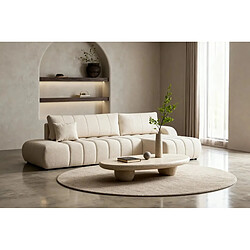 Casanova Canapé d'angle convertible tissu bouclette 4 places Beige Droit