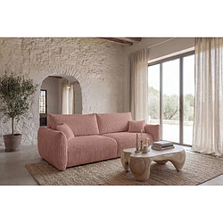 Casanova Canapé droit convertible velours côtelé 3 places Rose