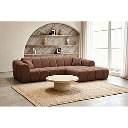 Casanova Canapé d'angle tissu bouclette 4 places Terracotta Droit