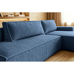 Casanova Canapé d'angle convertible velours côtelé 4 places Bleu Droit pas cher