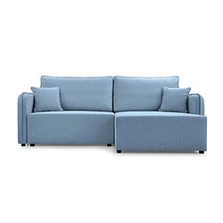 Casanova Canapé d'angle convertible tissu lisse 3 places Bleu - Droit