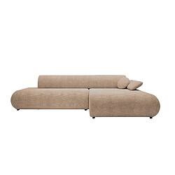 Casanova Canapé d'angle convertible tissu lisse 3 places Café - Gauche
