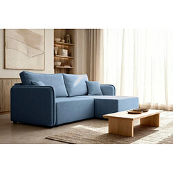 Acheter Casanova Canapé d'angle convertible tissu lisse 3 places Bleu Gauche