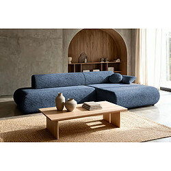 Casanova Canapé d'angle convertible tissu lisse 3 places Bleu Gauche pas cher