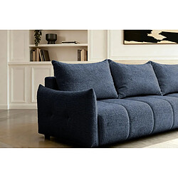 Casanova Canapé d'angle convertible tissu chenille 4 places Bleu 128cm pas cher