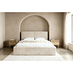Casanova Lit coffre velours côtelé 140x200cm Beige pas cher