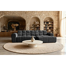 Avis Casanova Canapé d'angle tissu bouclette 4 places Noir Droit