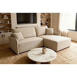 Casanova Canapé d'angle tissu chiné 4 places Beige Gauche