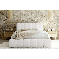 Avis Casanova Lit coffre tissu chenille 140x200cm Blanc