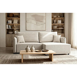 Avis Casanova Canapé d'angle convertible tissu lisse 3 places Beige Gauche