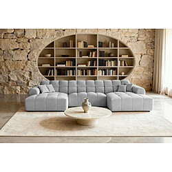 Acheter Casanova Canapé panoramique tissu bouclette 5 places Gris clair